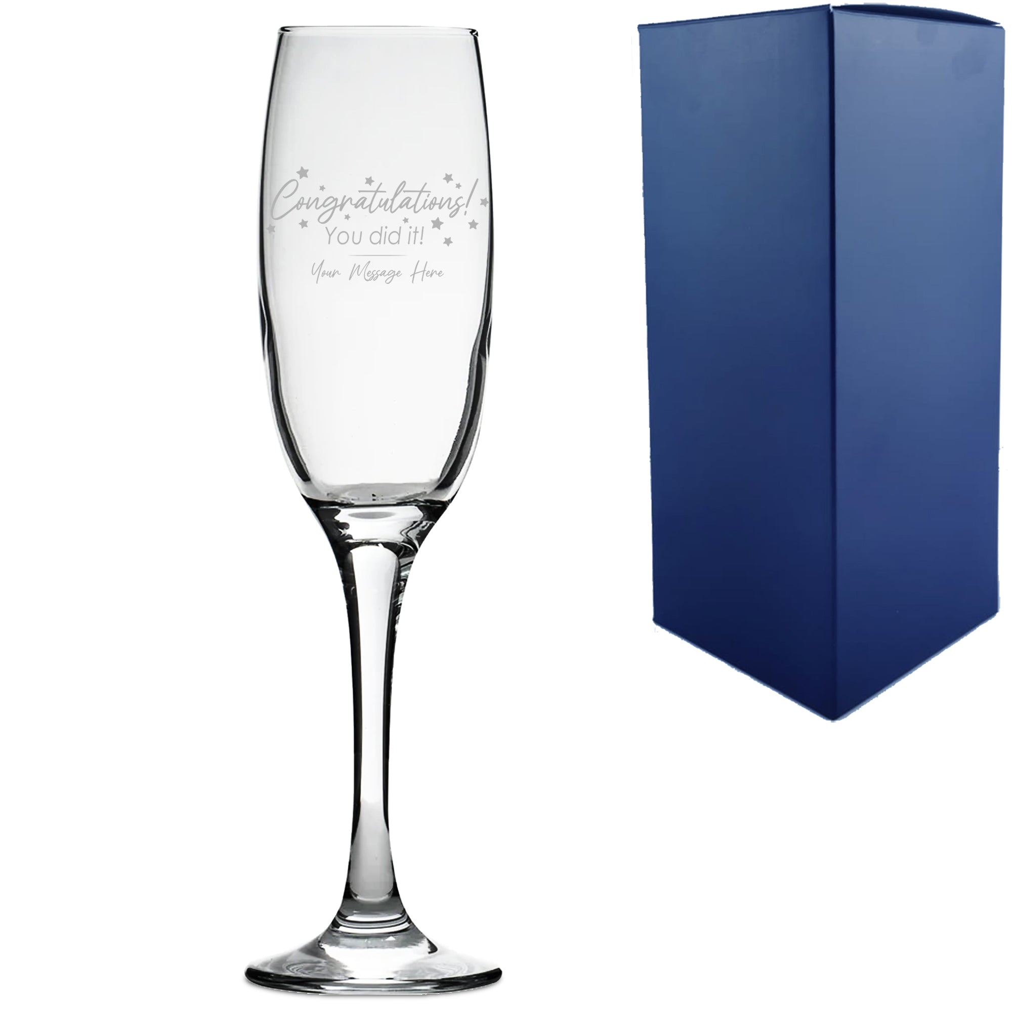 Personalised Engraved Champagne Flute with 'Congratulations You Did It' Design, Personalise with Any Name or Message Image 1