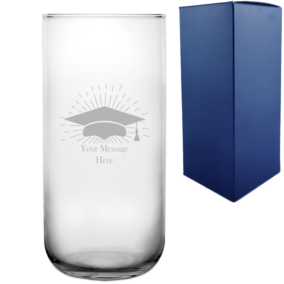 Personalised Engraved Graduation Vase with Grad Cap Burst Design, Personalise with Any Name or Message Image 1
