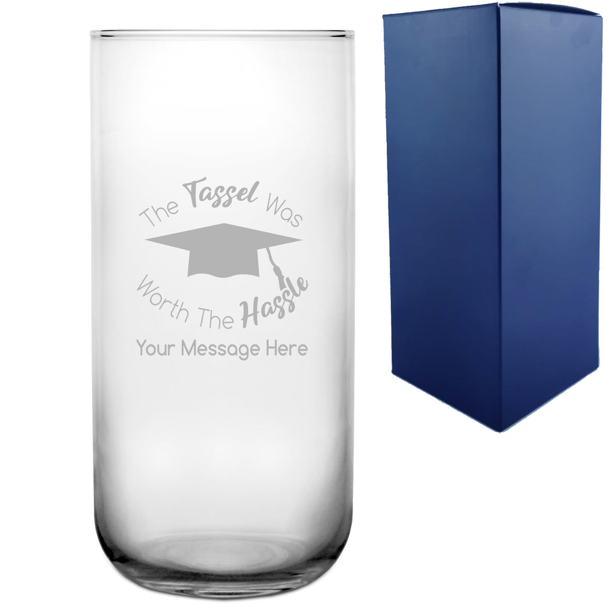 Personalised Engraved Graduation Vase with 'The Tassel was worth the Hassle' Design, Personalise with Any Name or Message Image 1