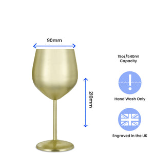 Engraved Matte Gold Metal Wine Glass Image 6