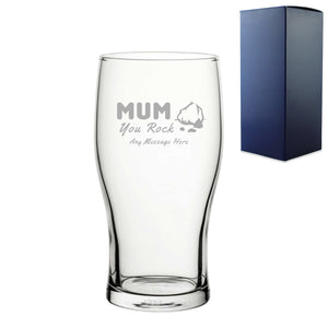 Engraved Pint Glass 20oz With Mum You Rock Design Gift Boxed Image 2