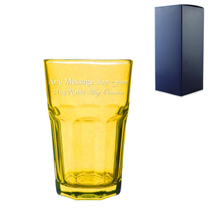 Engraved 365ml Yellow Coloured Highball Glass with Gift Box Image 2