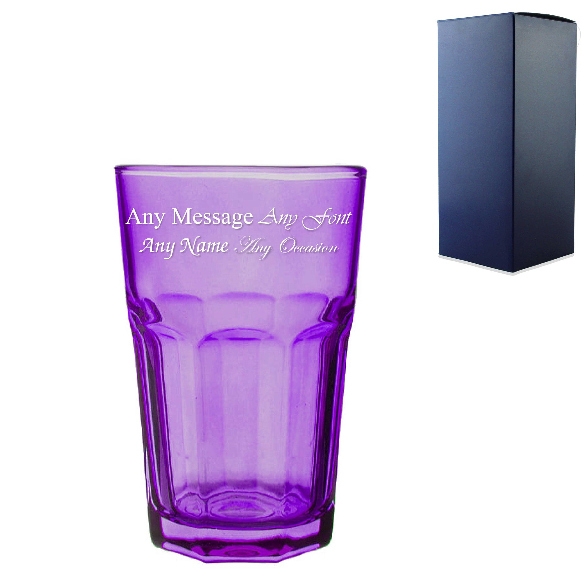 Engraved 365ml Purple Coloured Highball Glass with Gift Box Image 2