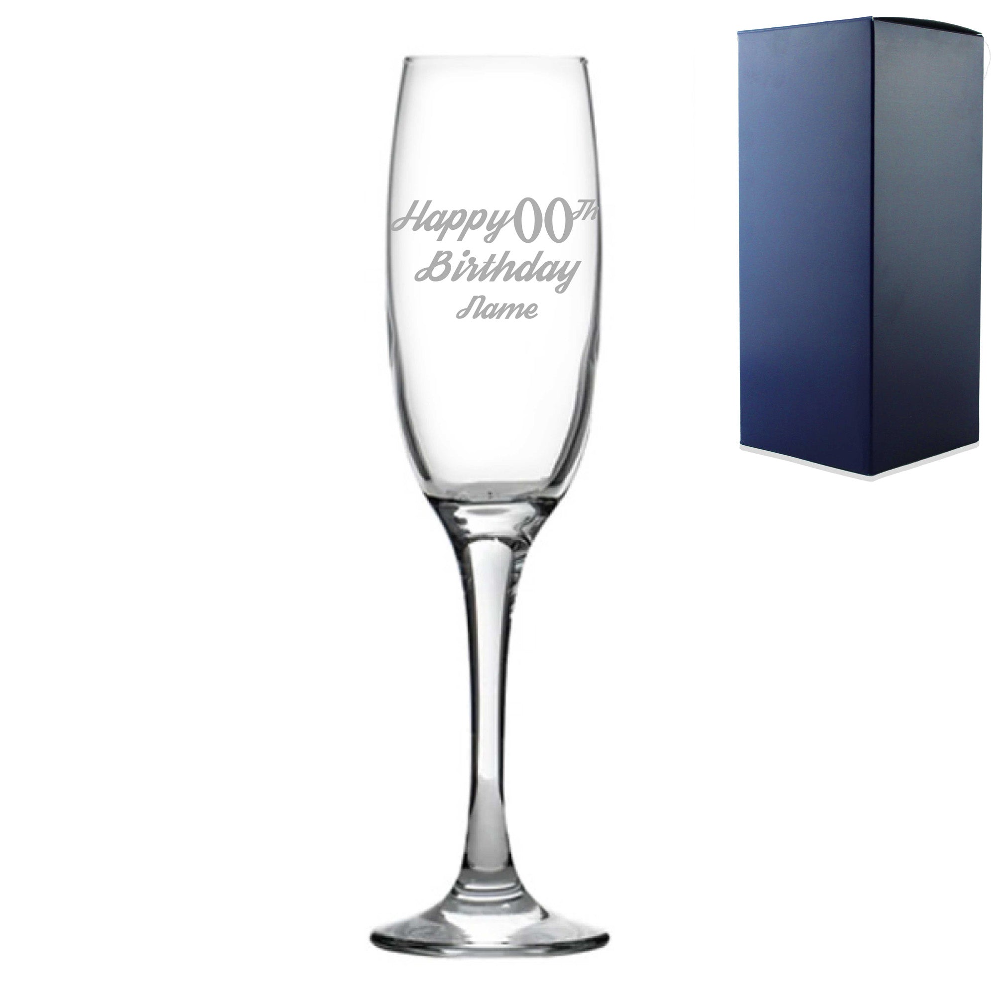 Engraved Champagne Flute Happy 20,30,40,50... Birthday Modern Image 1