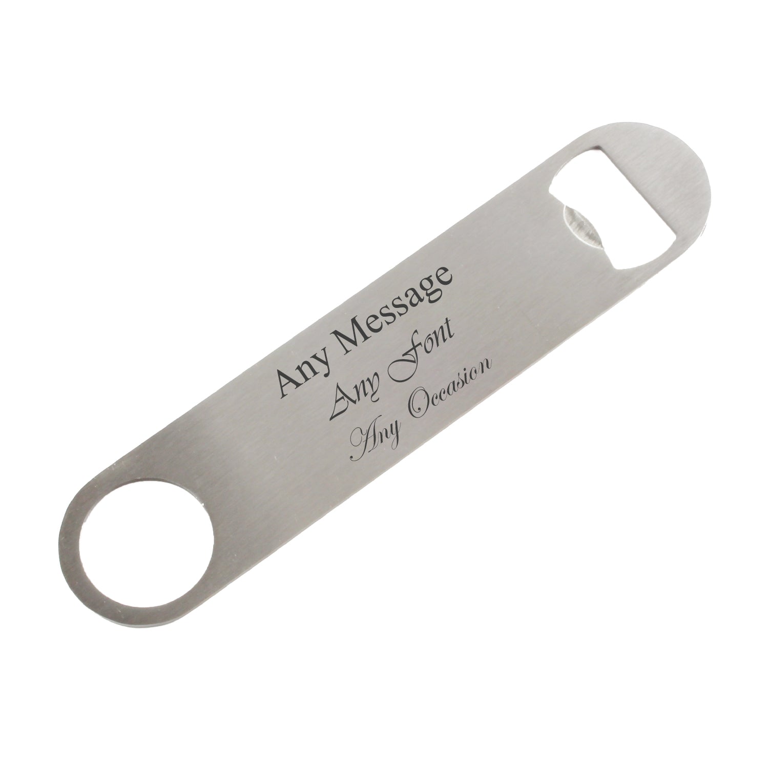 Engraved Large Steel Bar Blade Bottle Opener Any Message Image 1
