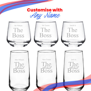 Engraved His and Hers Whisky and Cocktail Set, The Actual Boss Image 5