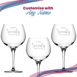 Engraved 70th Birthday Primeur Gin Glass Years Young Delicate Font Image 5