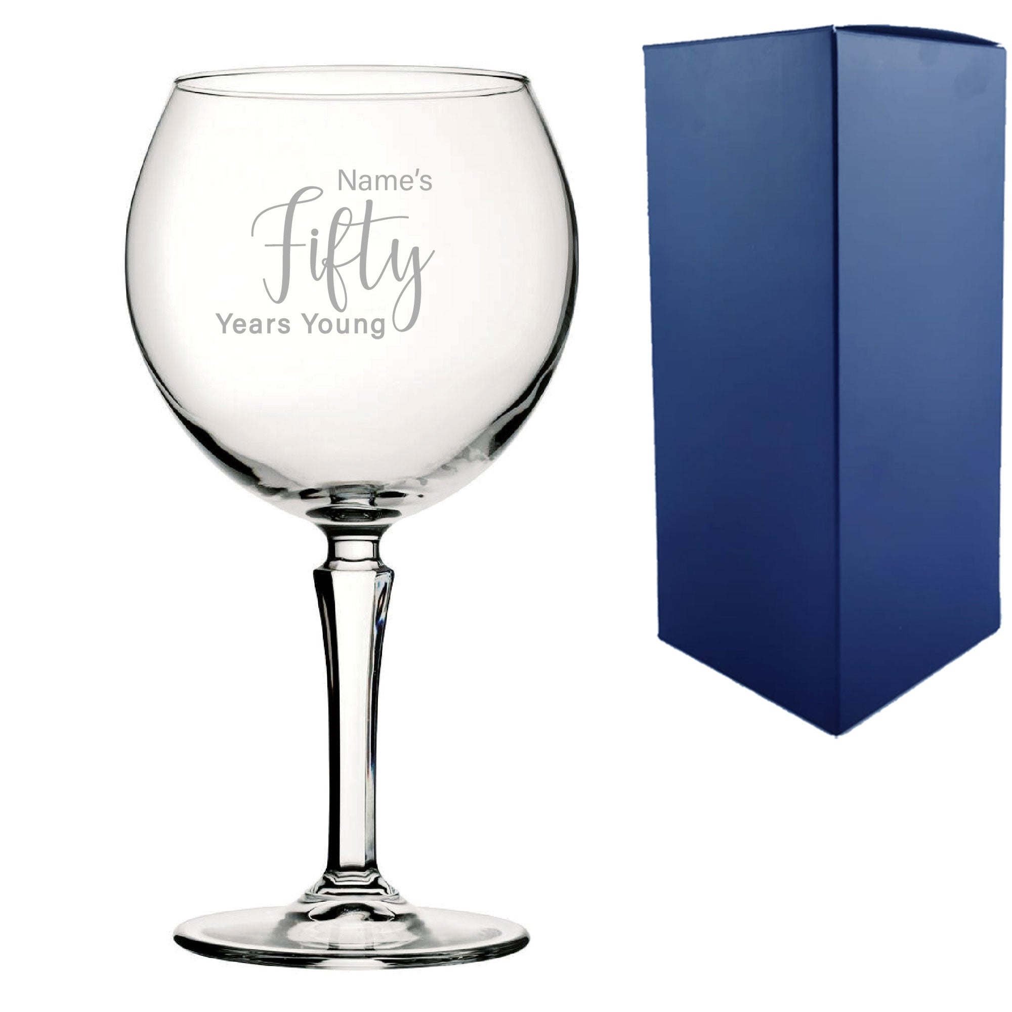 Engraved 50th Birthday Hudson Gin Glass, Years Young Delicate Font Image 2