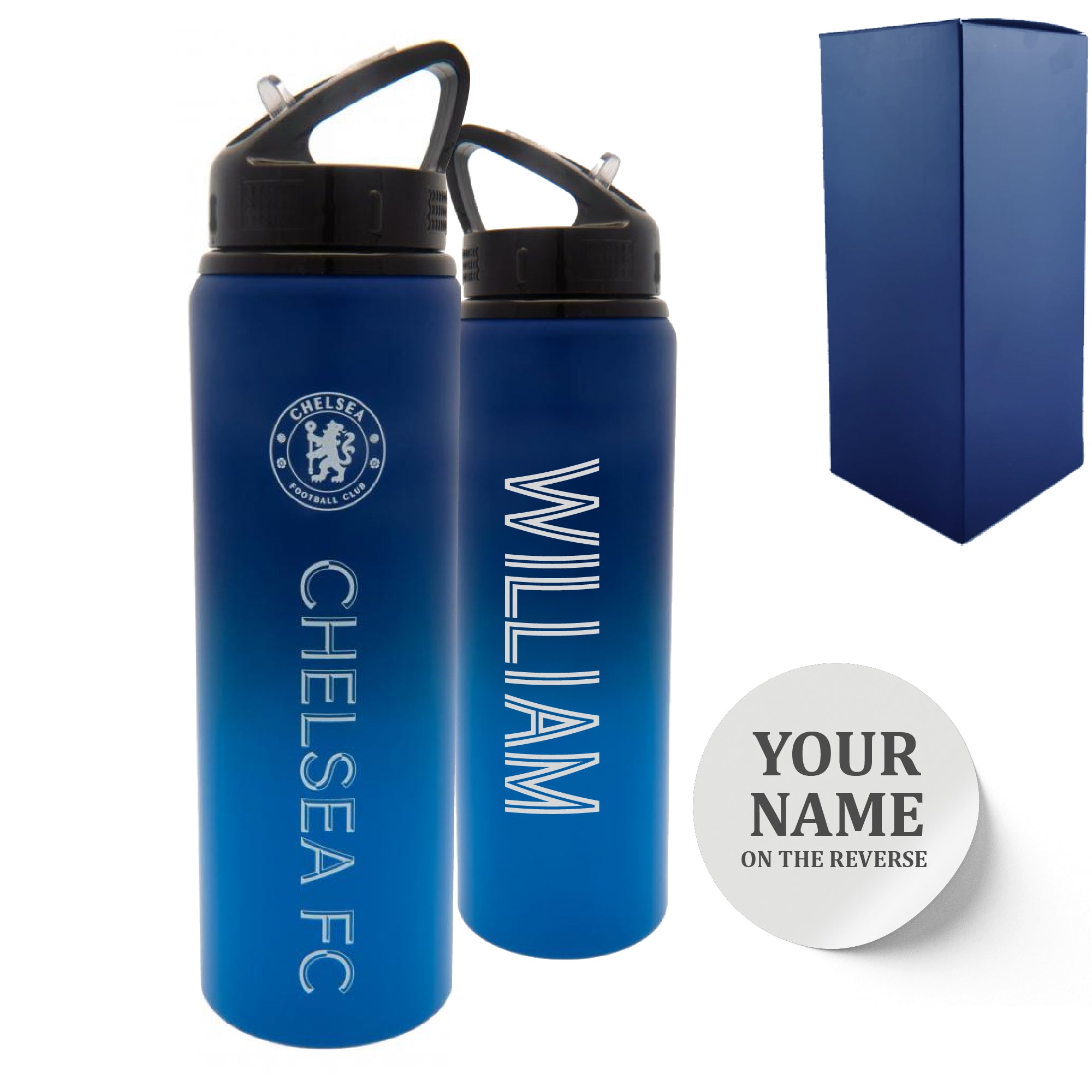 Official Printed Metal Chelsea Bottle, Personalise Any Name, Gift Boxed Image 1