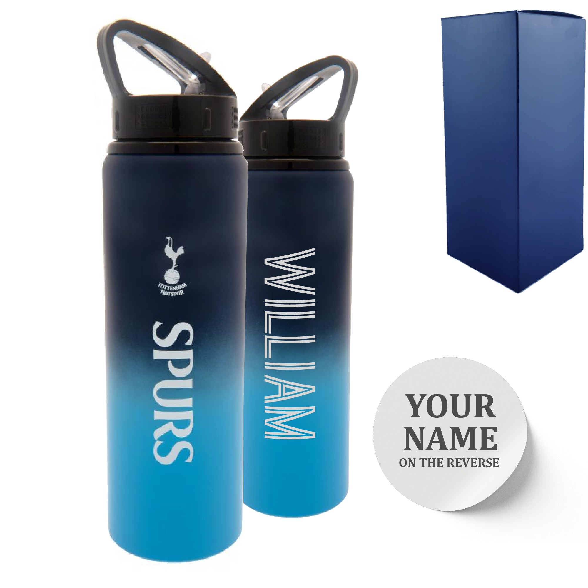 Official Printed Metal Tottenham Bottle, Personalise Any Name, Gift Boxed Image 1