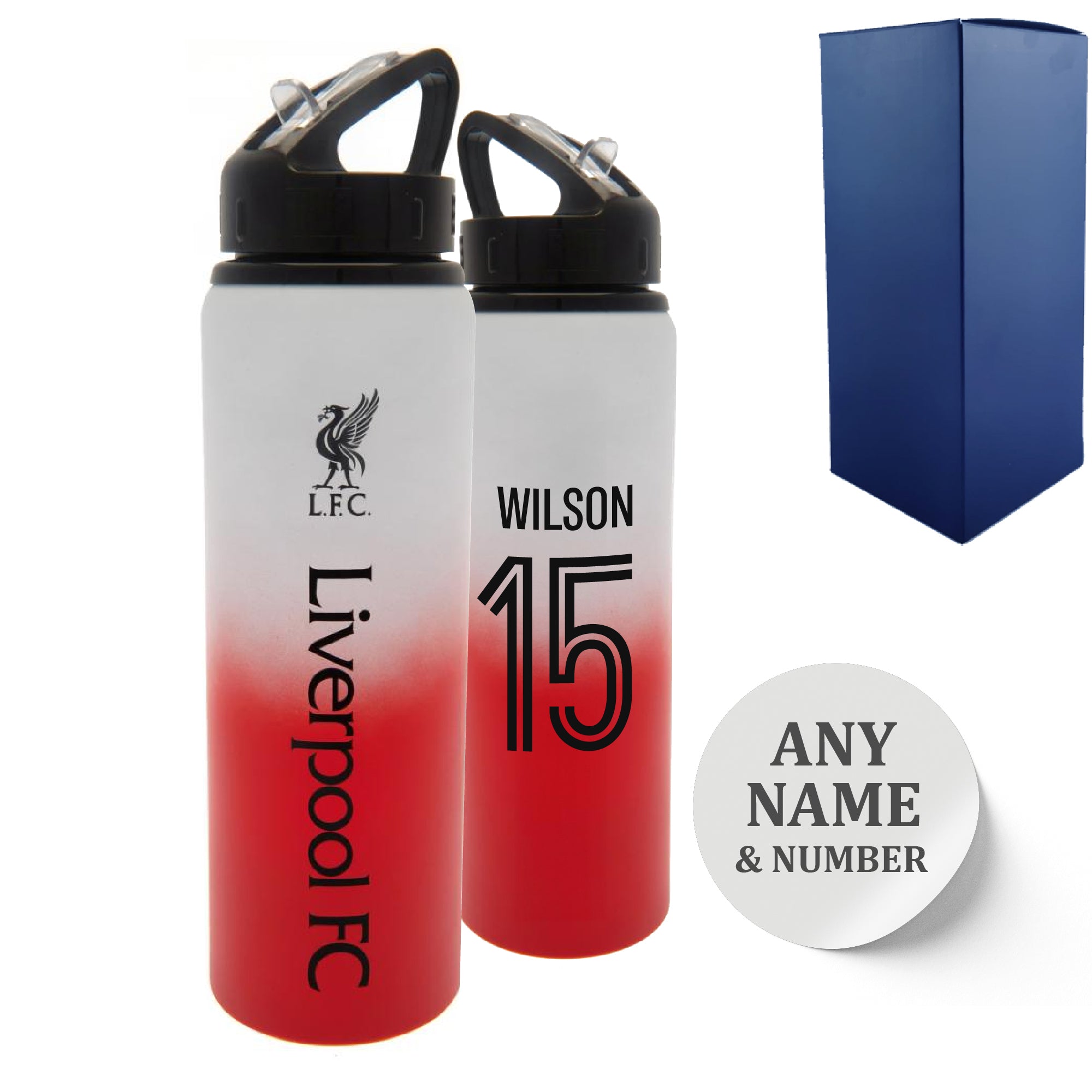 Official Printed Metal Liverpool Bottle, Personalise Any Number, Gift Boxed Image 1