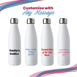Printed White Thermal Bottle, Any Message, Stainless Steel 500ml/17oz Image 5