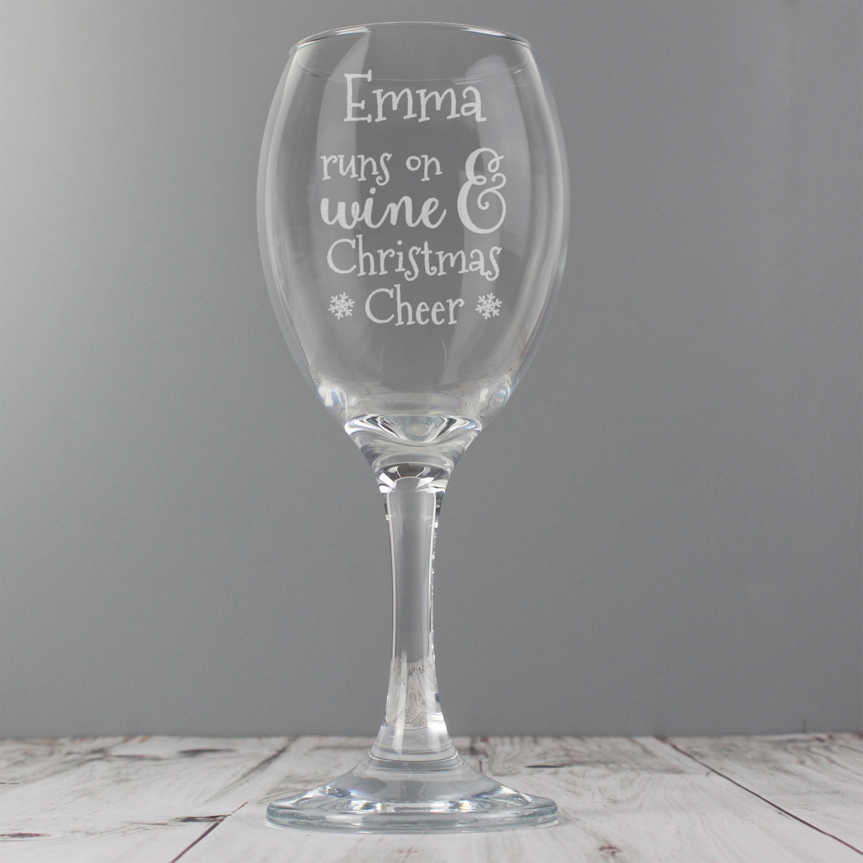 Personalised Runs On Wine & Christmas Cheer Wine Glass