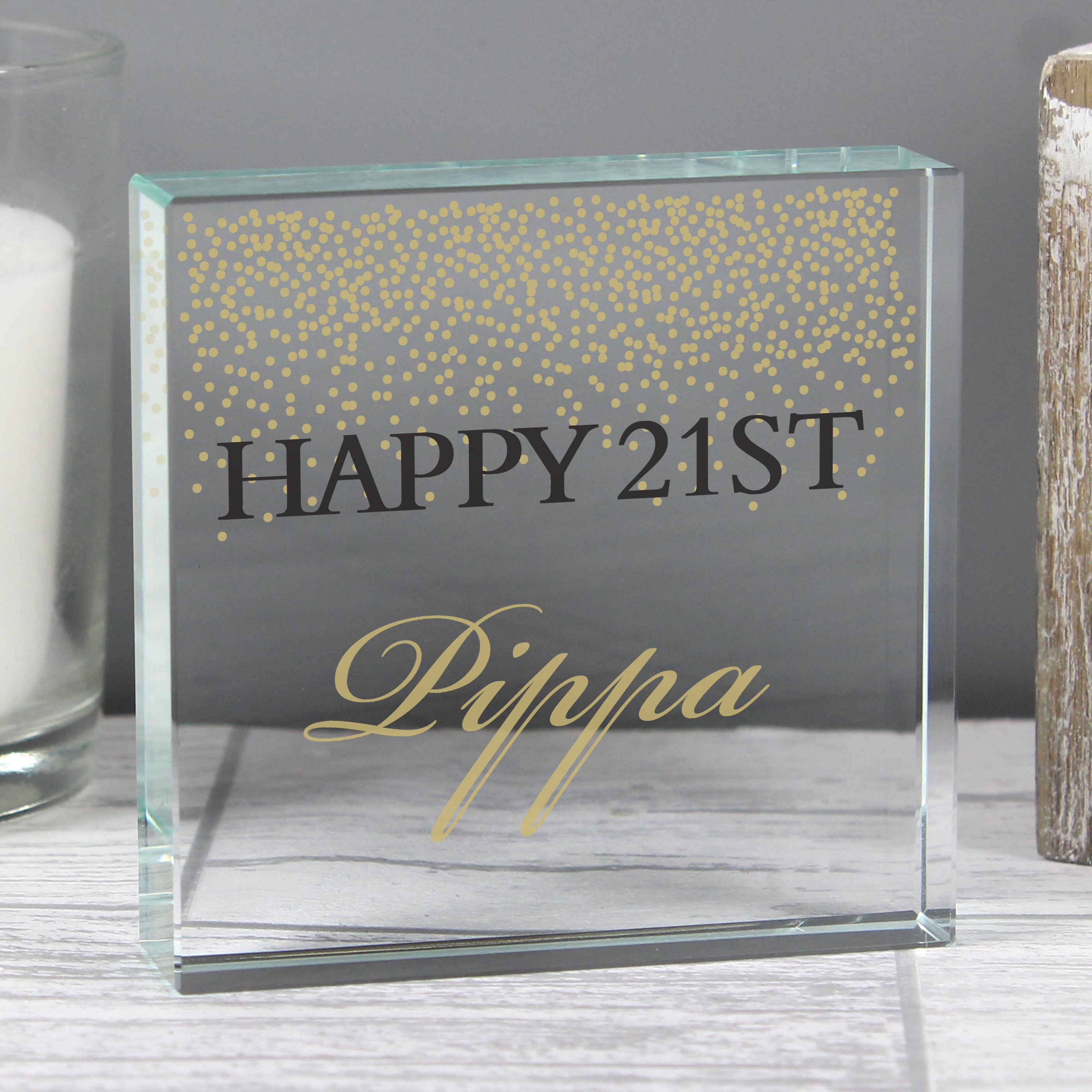 Personalised Gold Confetti Crystal Token