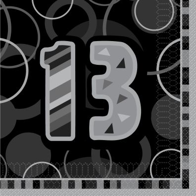 13th Black/Sil Glitz Napkins,