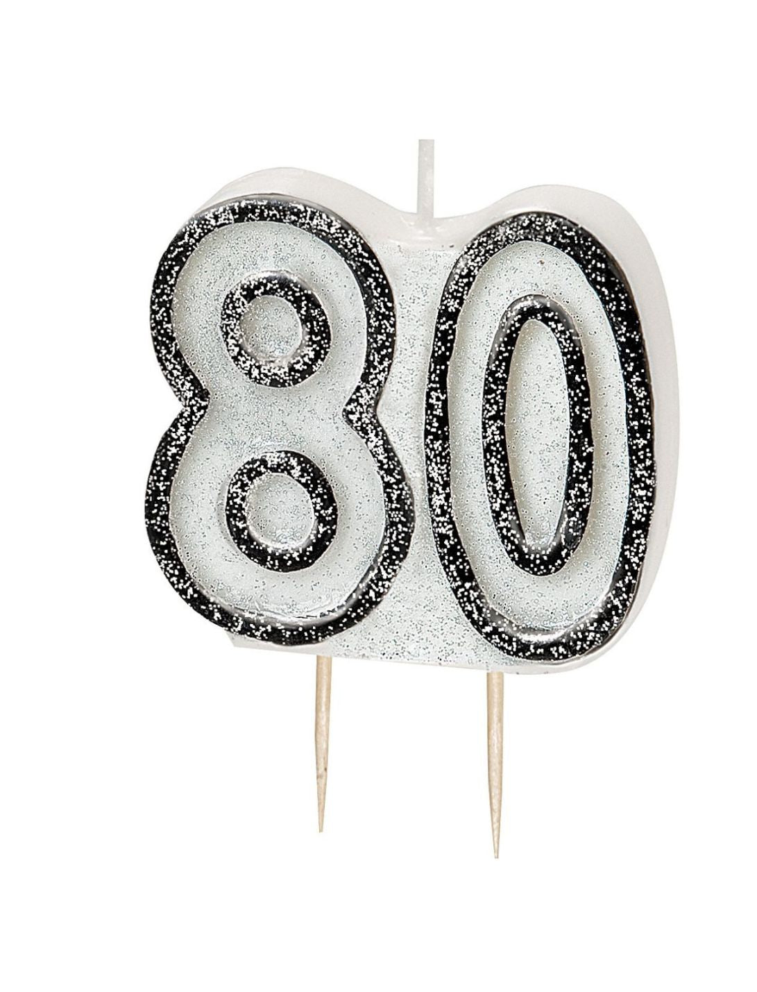 80th Black/Sil Glitz Candles P
