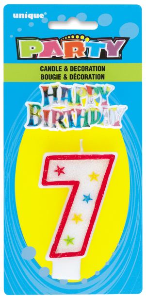 No 7 GLITTER CANDLE WITH HAPPY