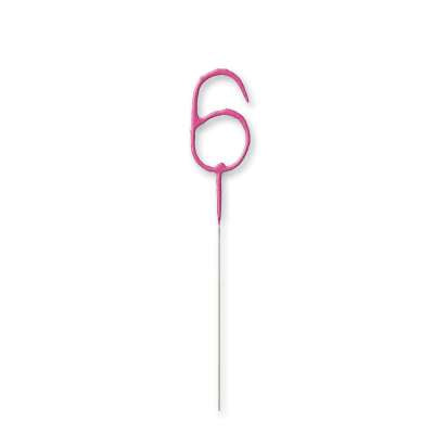 Number 6 Sparkler Pink
