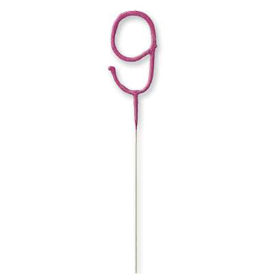Number 9 Sparkler Pink