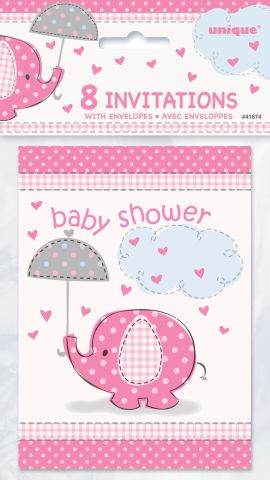 UMB Pink BabyShowr Invites 8pk