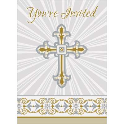 Communion Gold Invites 8pk