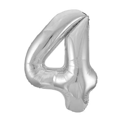 Num 4 Silver 34" Balloon