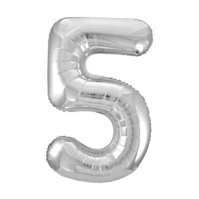 Num 5 Silver 34" Balloon