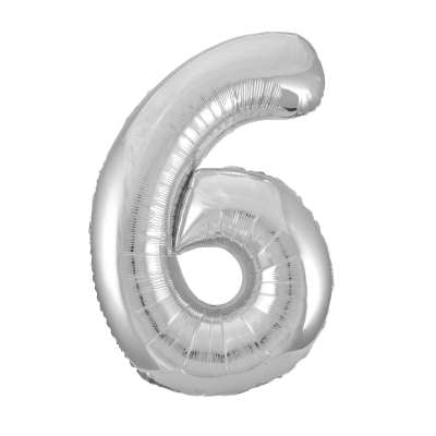 Num 6 Silver 34" Balloon