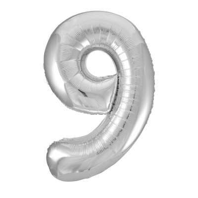 Num 9 Silver 34" Balloon