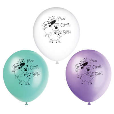 Pastel Farm Animals Balloon 8p