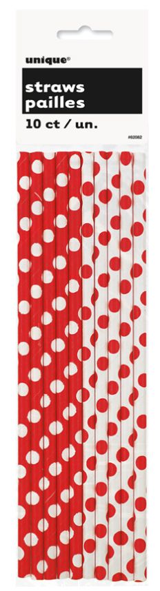 DOTS STRAWS RED 10pk