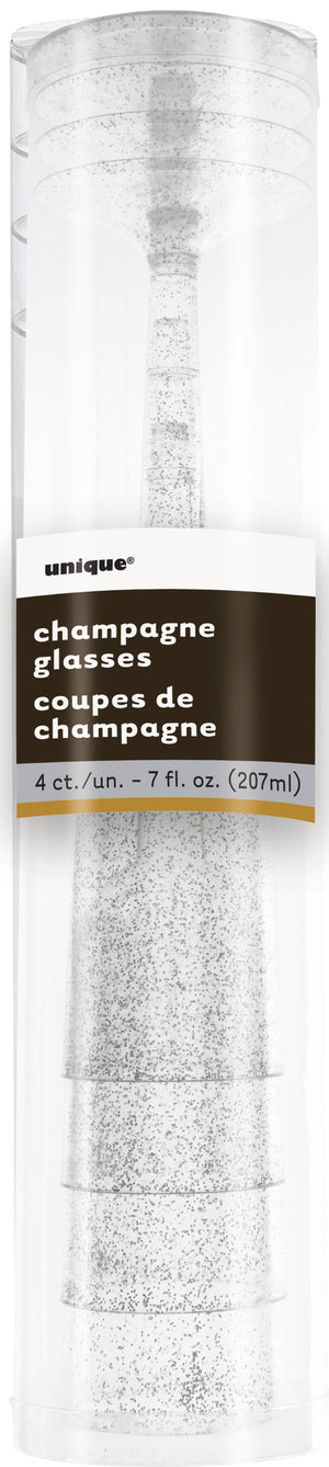 Silver Champagne Flutes 4pk