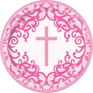 Pink Cross Dinner Plates 8pk