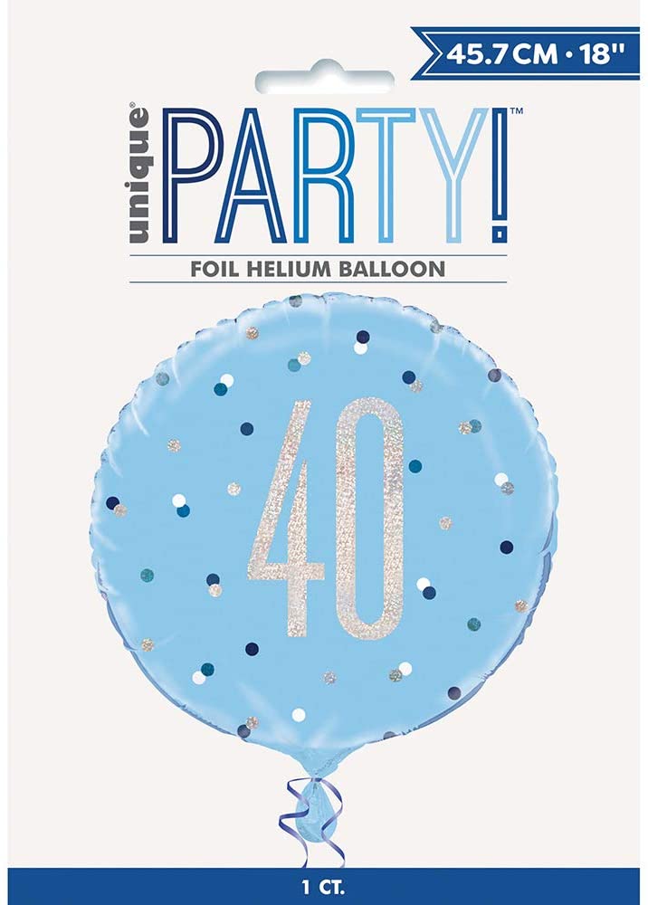 Glitz Blue 40th 18" Balloon
