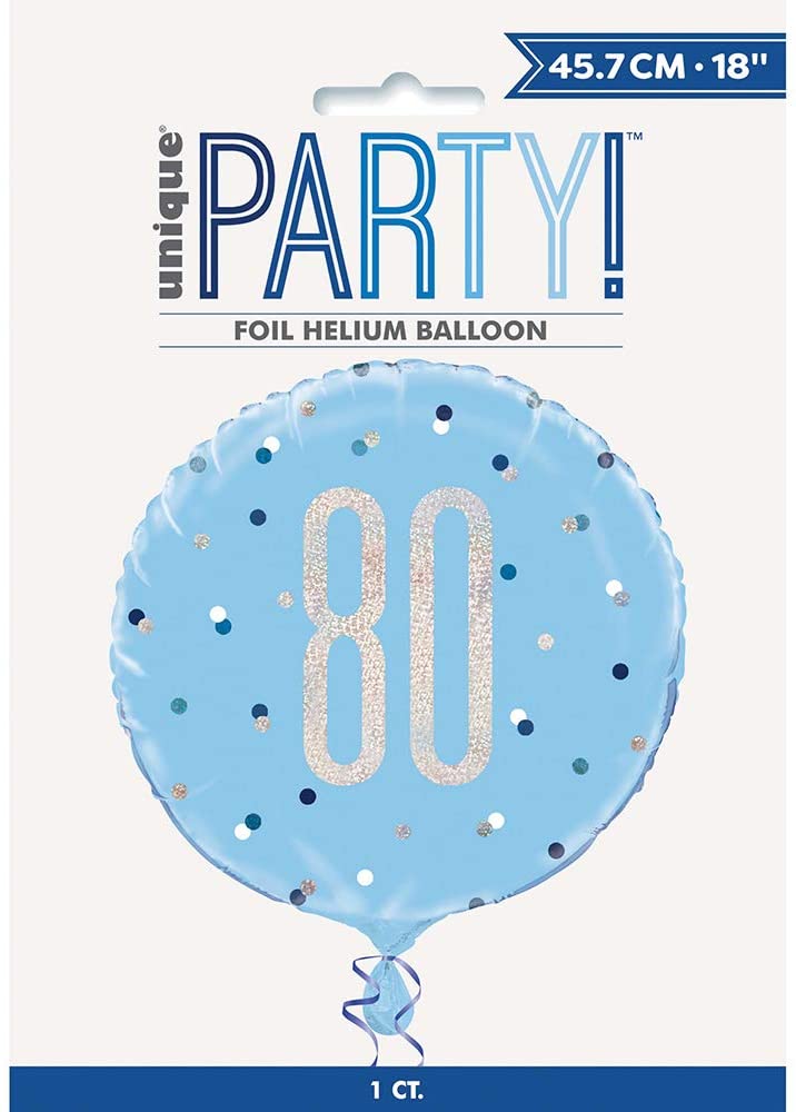Glitz Blue 80th 18" Balloon