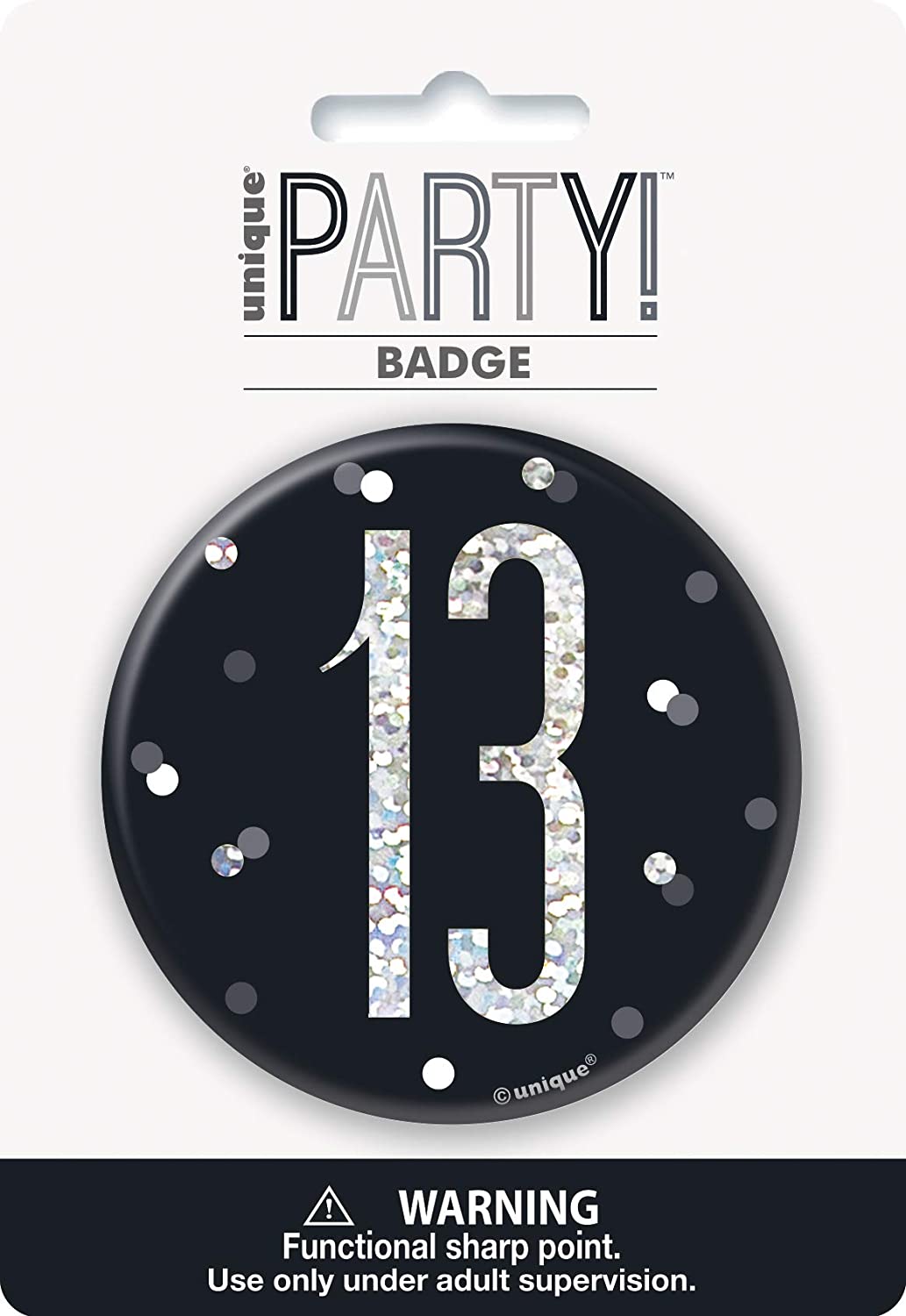 Glitz Black 13th Badge 3"