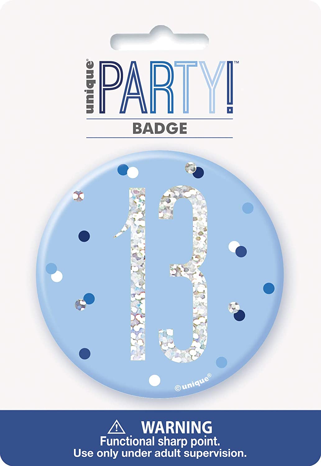 Glitz Blue 13th Badge 3"