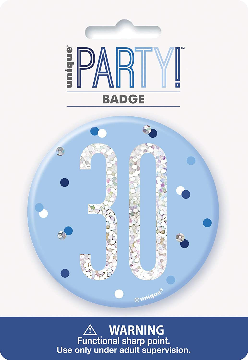 Glitz Blue 30th Badge 3"