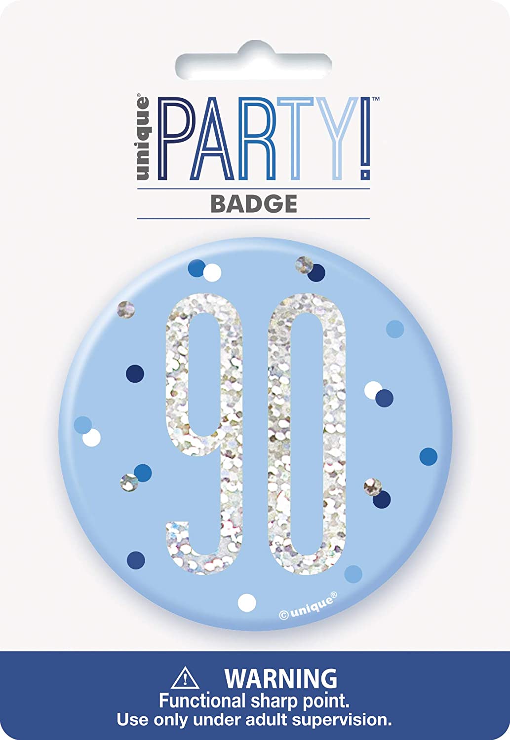 Glitz Blue 90th Badge 3"