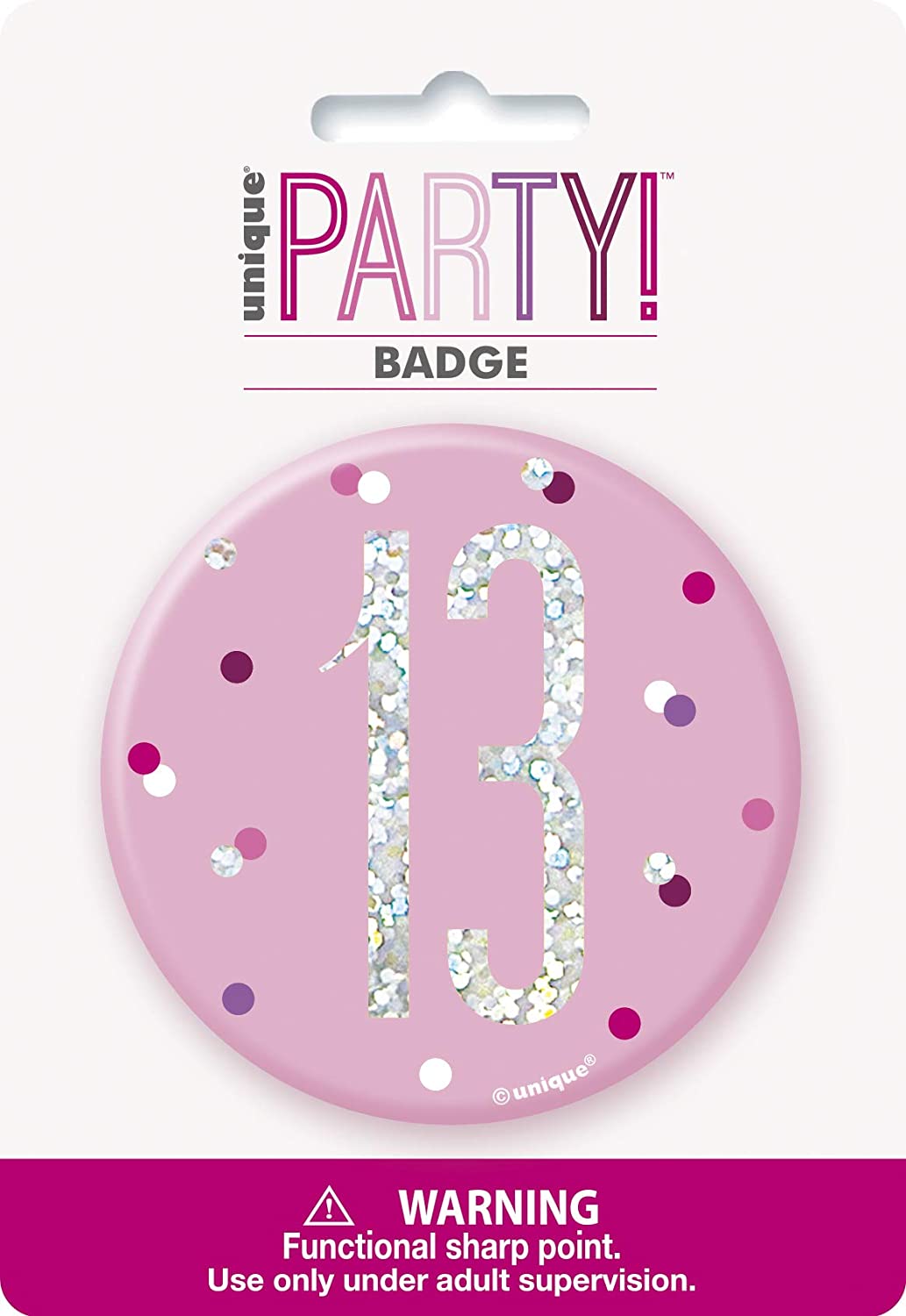 Glitz Pink 13th Badge 3"