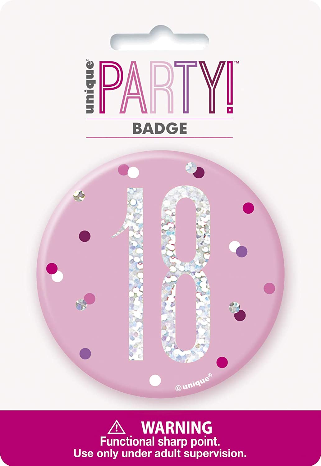 Glitz Pink 18th Badge 3"