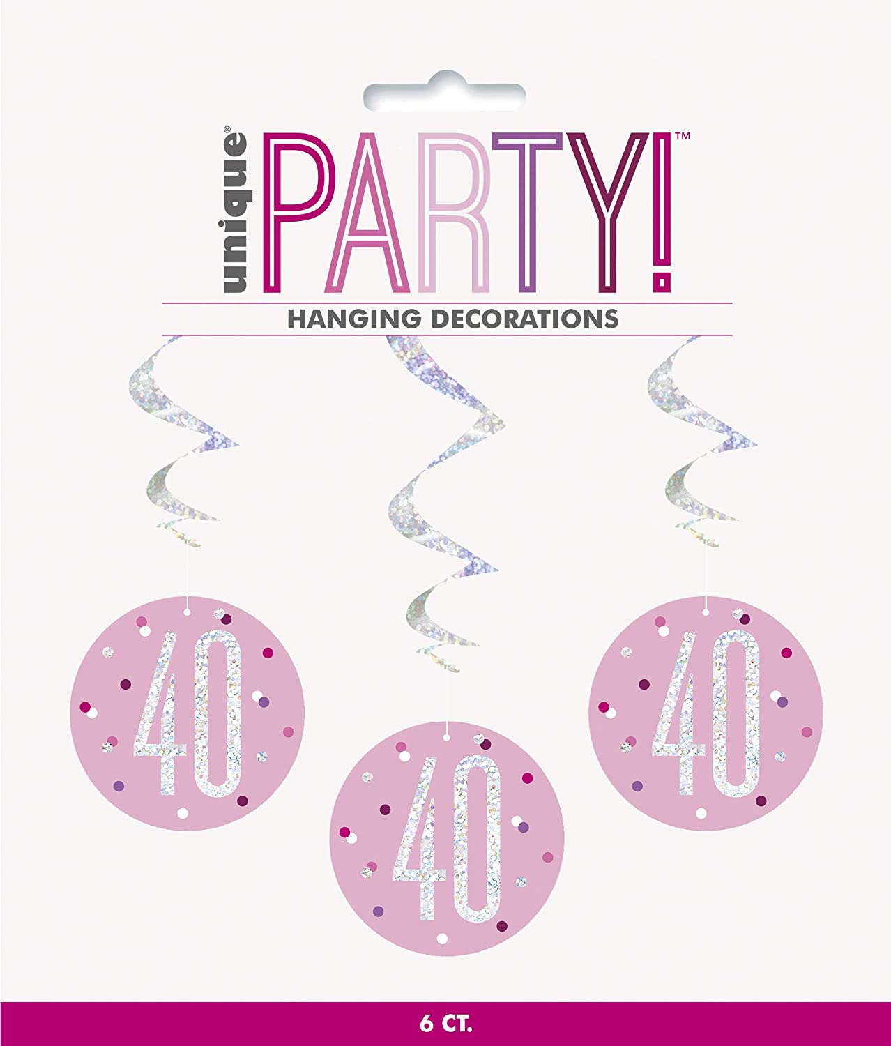 Glitz Pink 40th Swirl Dec 6pk