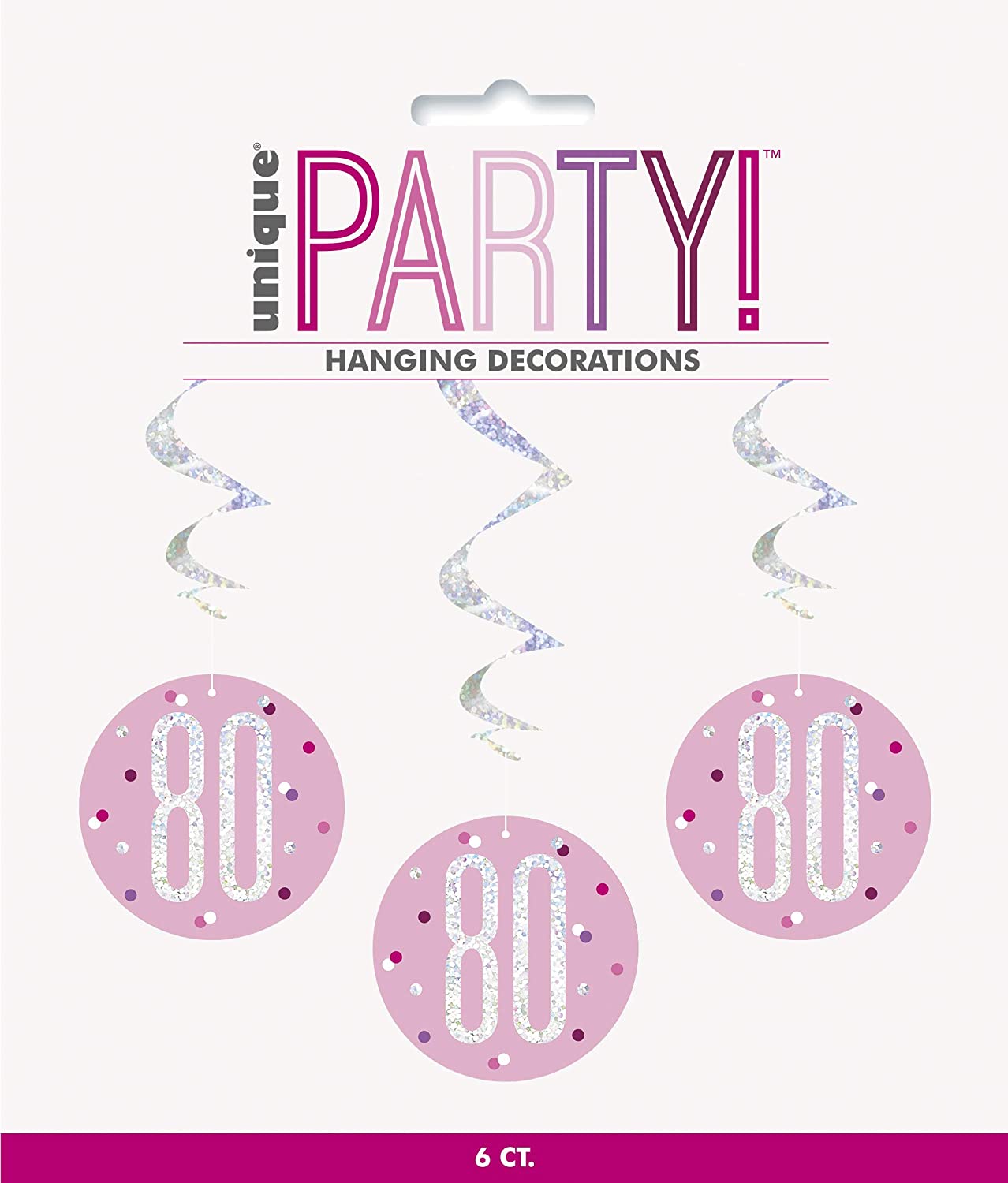 Glitz Pink 80th Swirl Dec 6pk
