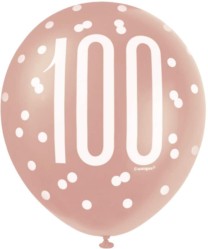 Glitz RGold 100th 12" Latex 6p