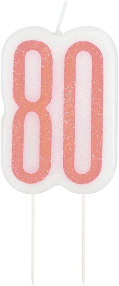Glitz Rgold Candle 80th Bday