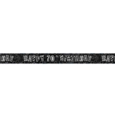 70th Black/Silver Bday Banner