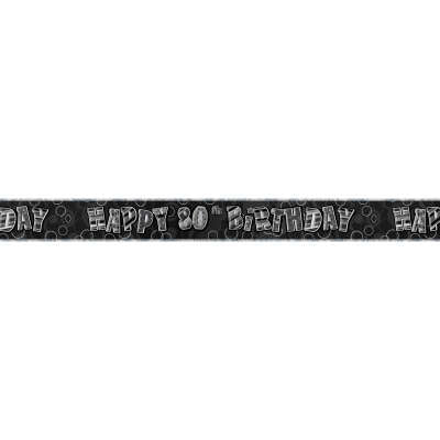 80th Blk/Silv BdayGlitz Banner