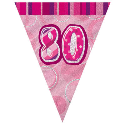 80th Pink Glitz Pen Banner