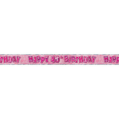 40th Pink Bday Glitz Banner