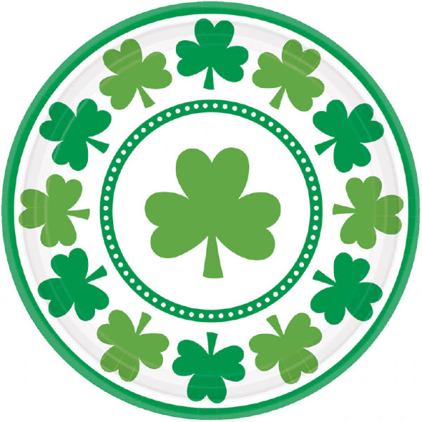 St Pats Shamrock 7" Plates 8pk